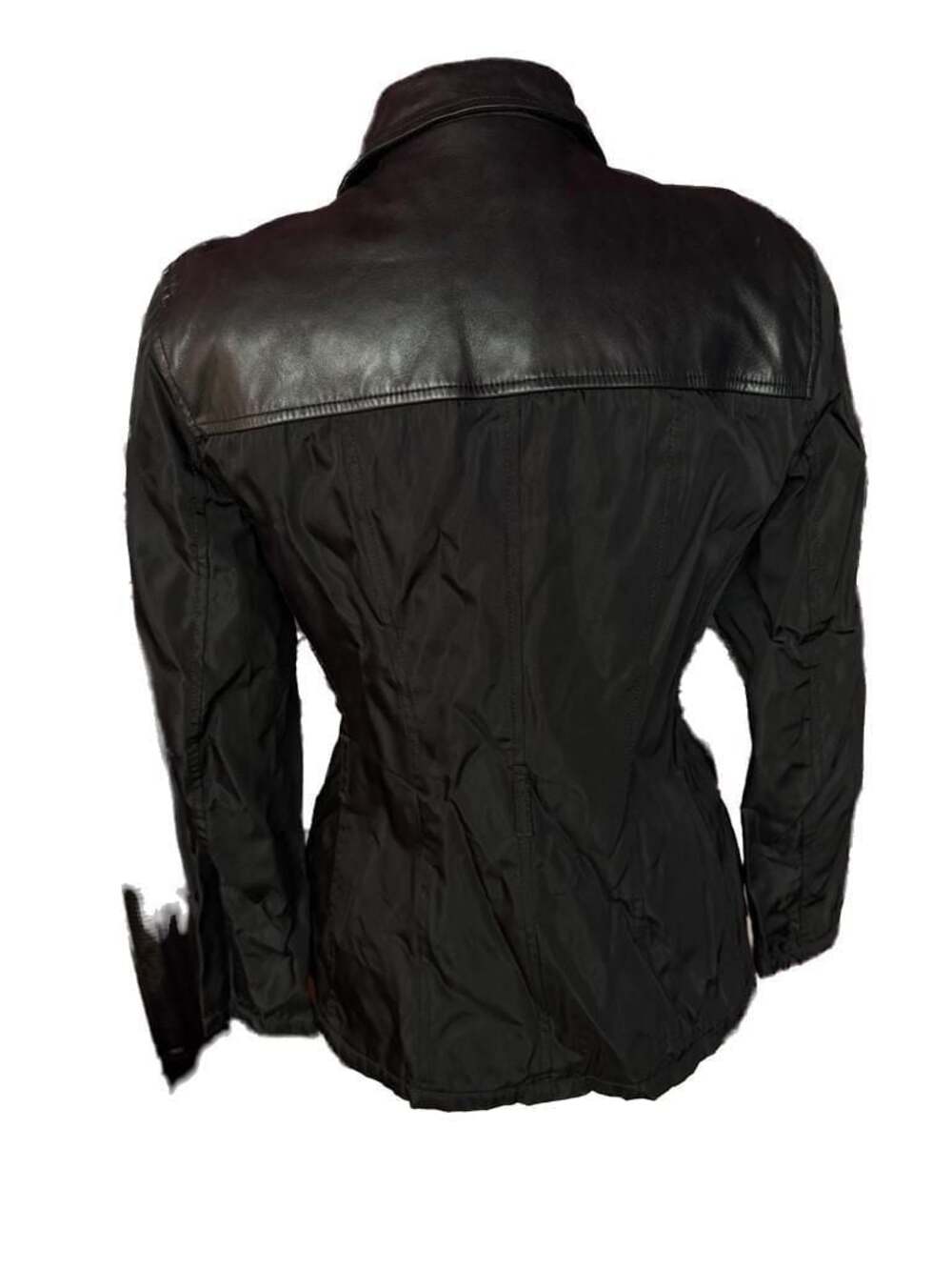 Prada Milano Black Nylon and Leather Jacket Size XL - Picture 3 of 9